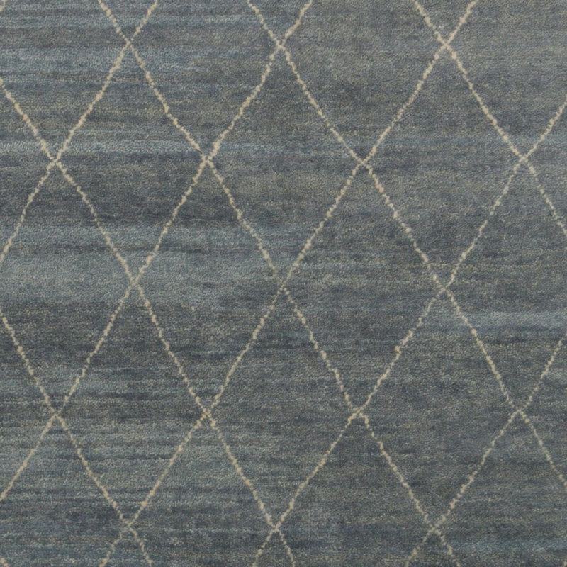Tapis marocain gris en laine noué à la main de conception unique 5 pi 1 po x 8 pi Lues