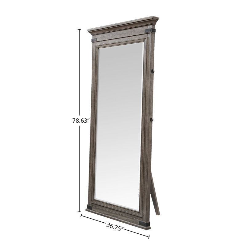Lacroix Forge 37" Wide Floor Mirror, Brushed Steel