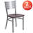 Alvera Silver Slat Back Metal Restaurant Chair with Wood Seat-31759849