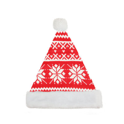 Red and White Snowflake Santa Hat Unisex Adult Christmas Costume Accessory - Medium