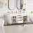 Aro 59" Double Sink Freestanding Bathroom Vanity Drawers & Doors Faux Marble Top-1853863831
