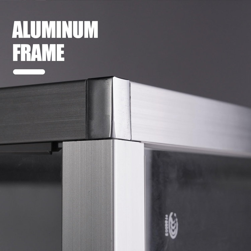 70”d * 20”w * 38”h - Retail Full Vision Showcase - Glass Display Case With Silvery Aluminum Frame And Led Lights