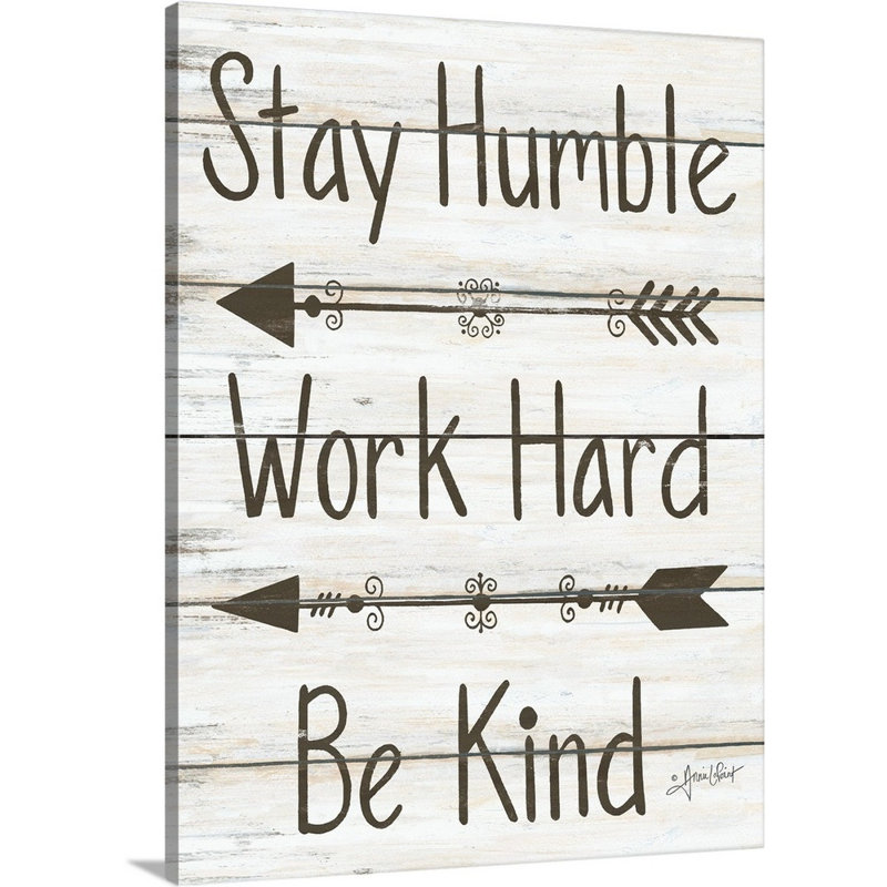 Reproduction d’art textuel sur toile, "stay humble" par Annie LaPoint, H 24 po x l 18 po x 1,25 po, Toile tendue