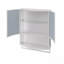 Armoire-penderie 62 "à deux portes en verre 62" - Design 23,62 ", miroir incassable, rangement double couche, tablette ouverte, porte-serviettes