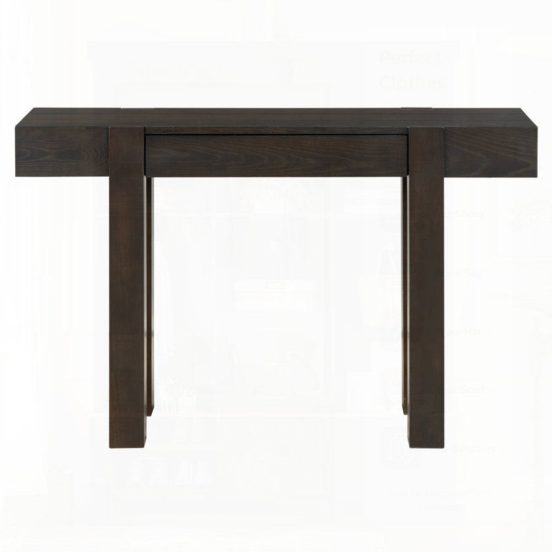Console rustique minimaliste avec tiroir caché, prise de courant latérale, parfaite pour les entrées, les salons et les bureaux à domicile