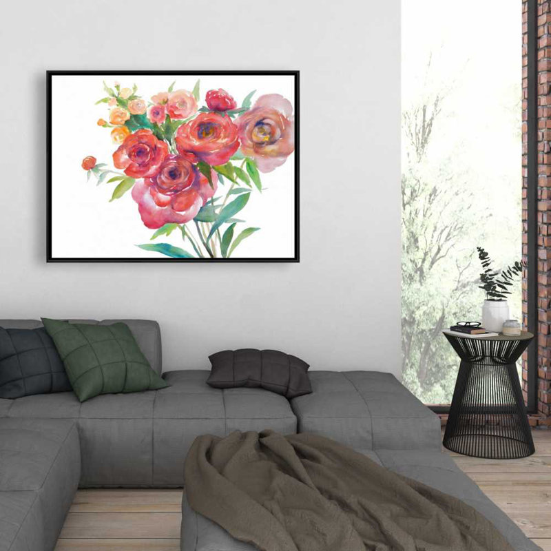 Aquarelle bouquet de fleurs - Toile encadrée