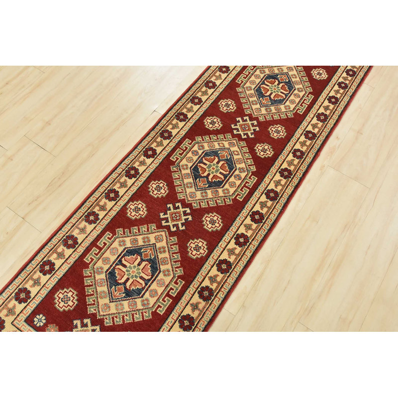 Tapis de couloir rouge nouvel âge en laine 2 pi 2 po x 6 pi 5 po Molini