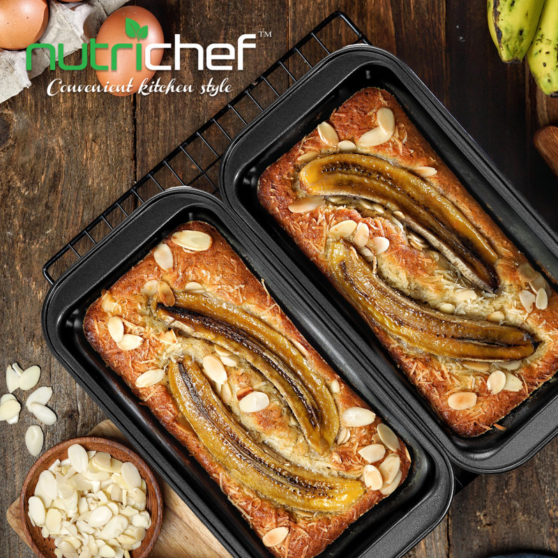 NutriChef Black Carbon Steel Non-Stick Loaf Pan