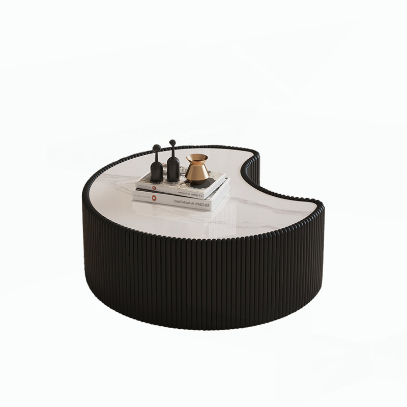 Table de canapé moderne pour le salon, H 14,96 po x l 29,53 po x P 29,53 po, Blanc/Noir