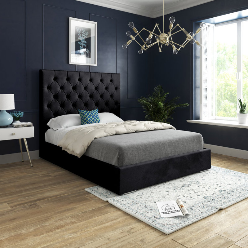 Alegra Upholstered Bed, Black, Small Single (2'6)