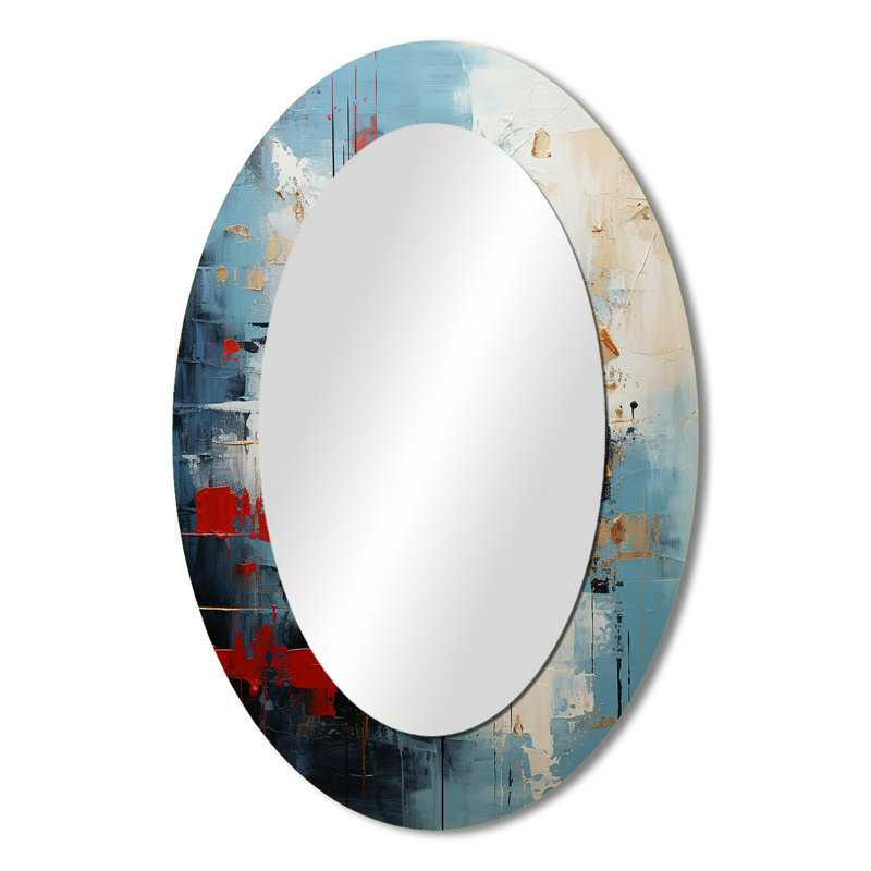 Collage Serenade I - Abstract Oval Decorative Mirror On Metal, 36" x 24"