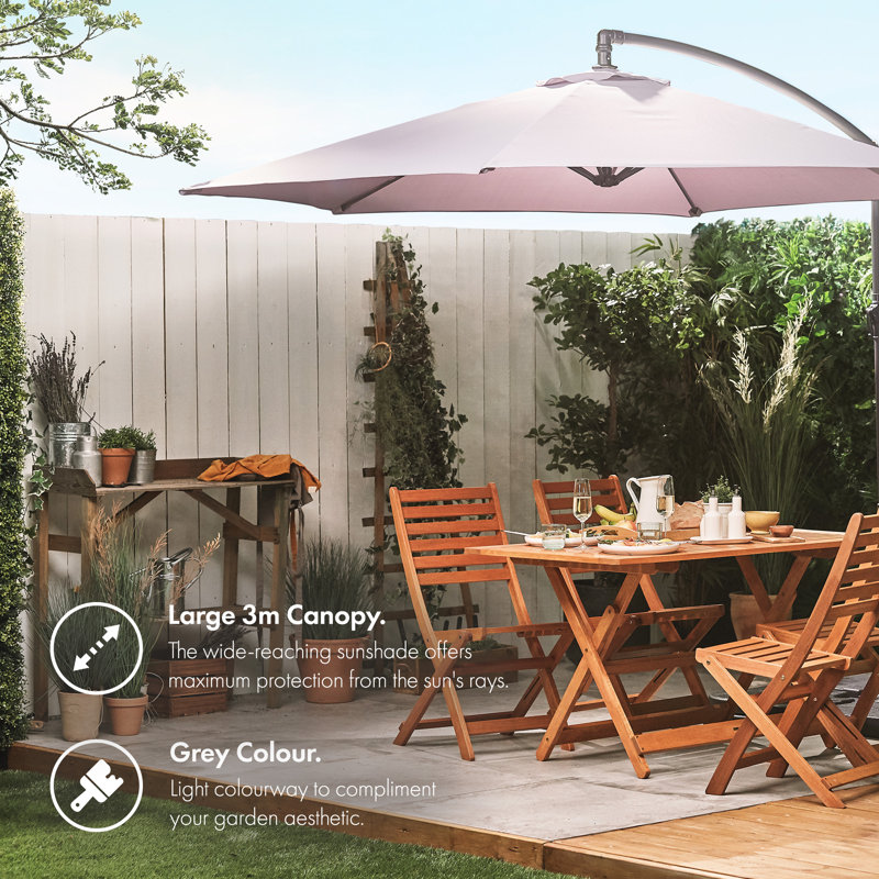 VonHaus Banana Parasol 3M Grey, Grey, Grey