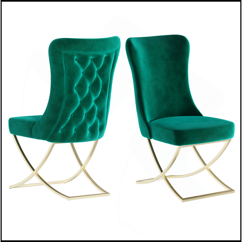 Ensemble de 2 chaises de salle à manger rembourrées Primenest Noblesse, Doré, Doré