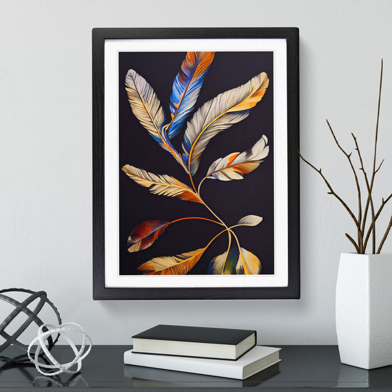 Riveting Feathers - Single Picture Frame Print, Black Framed, 64cm H x 46cm W x 2cm D