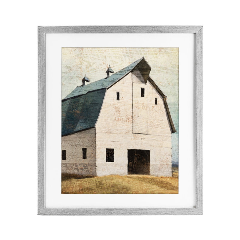 Rustic Big Barn Blue, reproduction encadrée sous verre, design par Susan Jill, Cadre de ferme gris, H 21 po x l 17 po