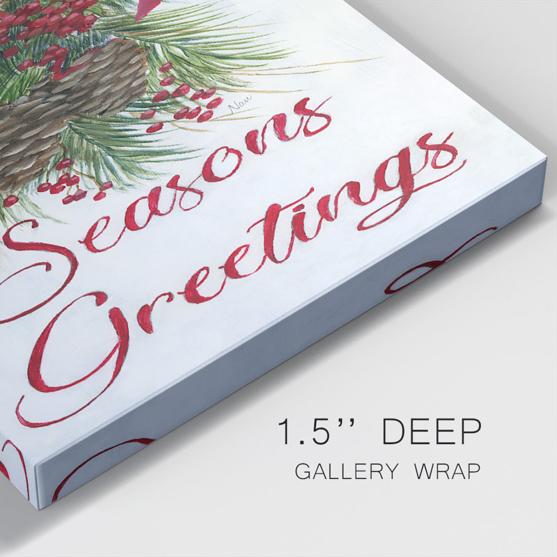 « Seasons Greetings », H 18 po x l 12 po x P 1,5 po