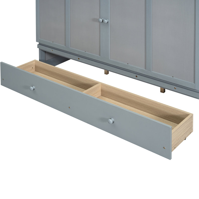 Grand lit gris installé avec un grand espace de tiroir et une capacité suffisante, Gray, Queen
