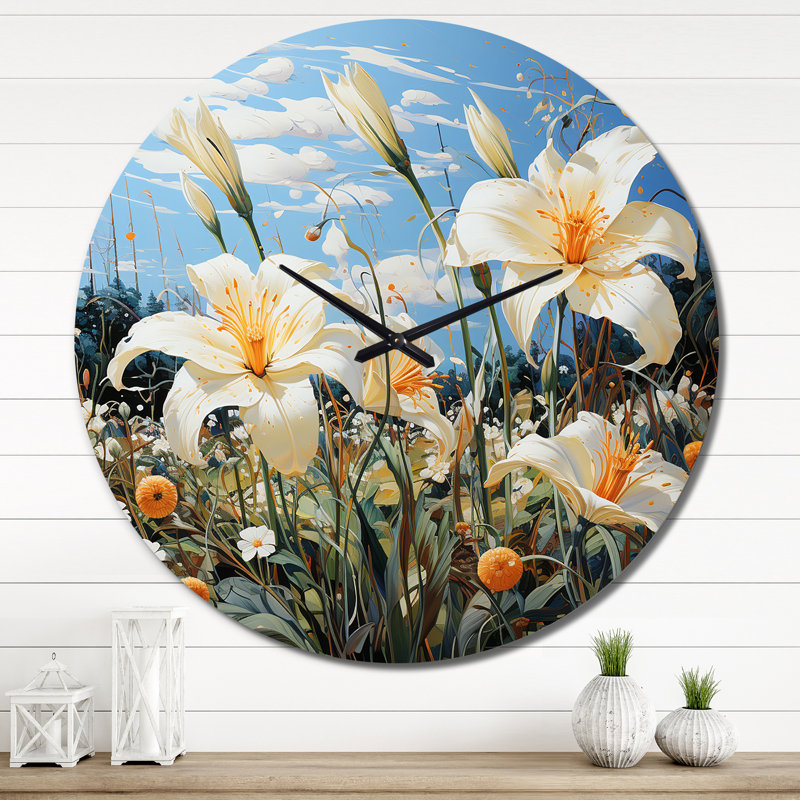 Cyinthia - Horloge murale florale, Très grand