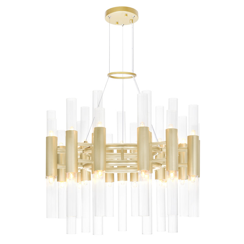 Lustre 42 lumières, luminaire de salle à manger moderne doré de 20 pouces, finition or satiné, plafonnier pour îlot de cuisine, entrée