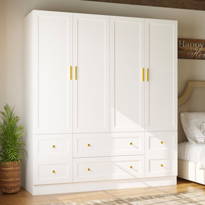 Large Storage Armoire Closet Organization With 2 Hanging Areas & 4 Drawers