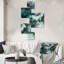 Décoration murale géométrique moderne vert et bleu marbré Dreamscape III