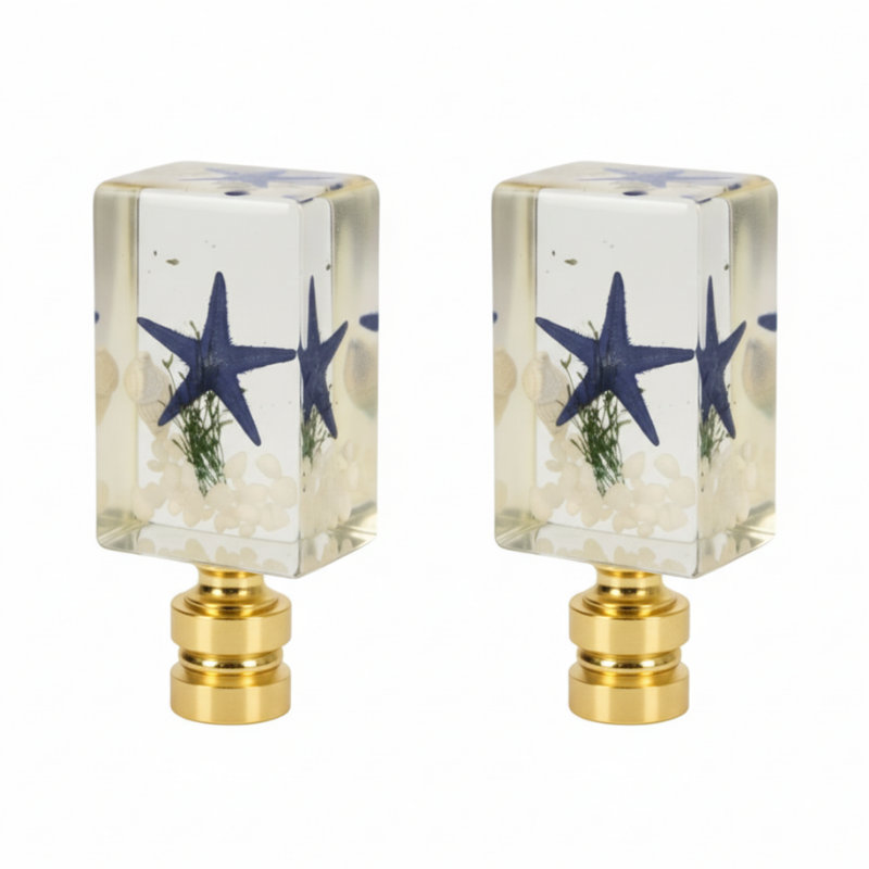 Royal Designs, Inc. F-5112PB-2 Étoile de mer en résine faite à la main, bleu, base en laiton poli, paquet de 2