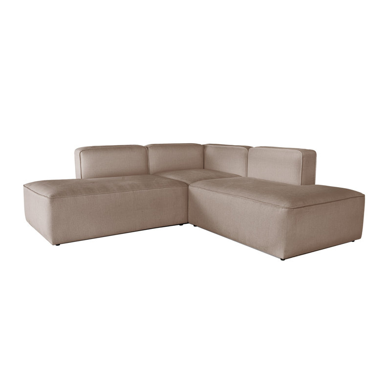 Canapé d’angle, H 27,2 po x l 82,7 po x P 35,4 po, Mélange de polyester beige