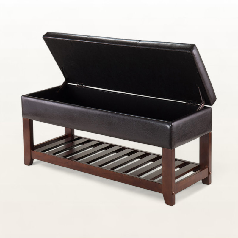 Cisneros Storage Bench with 1 Storage Compartment & 1 Shelf in Brown, 20.3" H X 42.39" W X 15.61" D