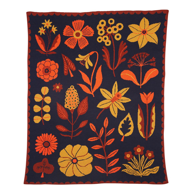 Petals Throw Blanket, Evening Shade, Organic Cotton