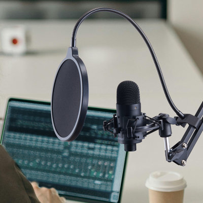 VEVOR USB Microphone 192kHz/24-bit Condenser Microphone Kit with Boom Arm Stand