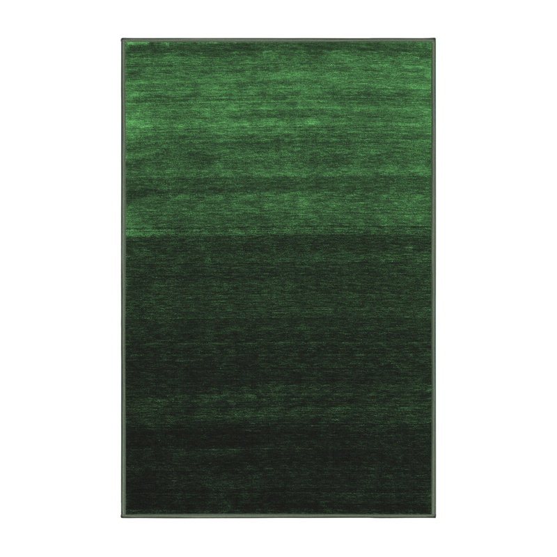 Tapis contemporains vert émeraude lavable à la machine 1780, Rectangle 7 pi x 10 pi