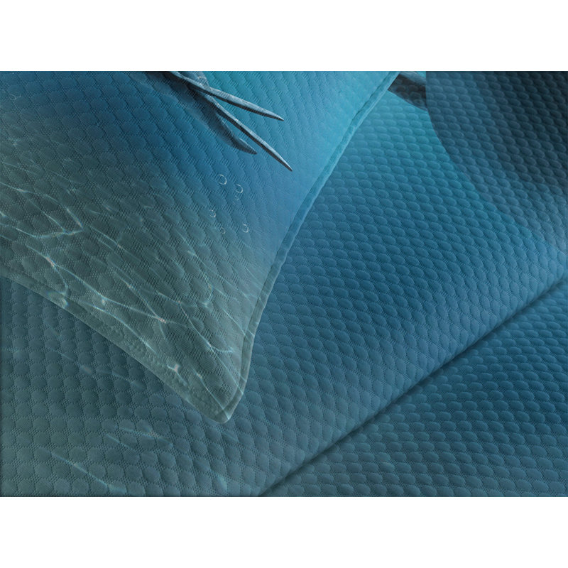 Ambesonne Blue Bedspread Set Aquatic Dinosaur Blue, King Coverlet / Bedspread + 2 Standard Shams