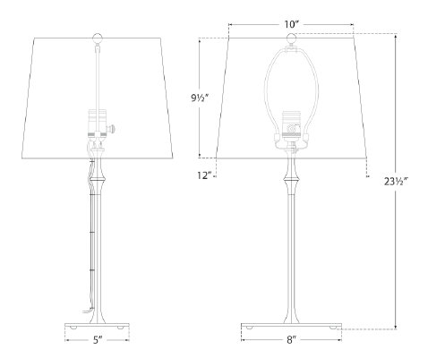 Dauphine Table Lamp, Aged Iron, Paper