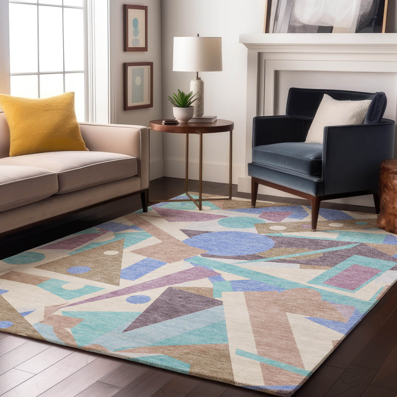 Premium Machine Washable Mehara AMF1693 Geometric Rug, Rectangle 5' x 7'6"