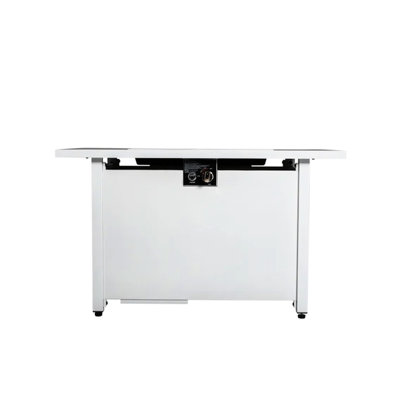 50,000 43" Rectangular Fire Pit With Smoked Glass - Stainless Steel White Outdoor Enjoyment Spot Hidden Propane Tank Compartment Metal Frame & 50000 All Heating
