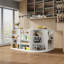 Bar maison en L 71 po avec 15 tablettes ouvertes, armoire