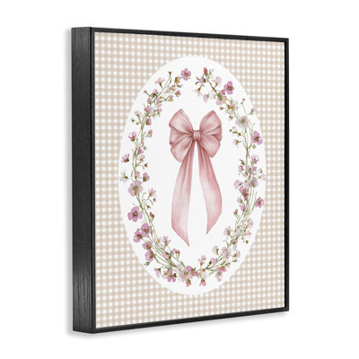 Feminine Gingham Bow Framed Giclee, design by Christine Simpson Art