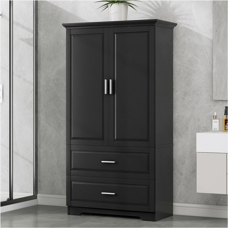 Tall Bathroom Storage Cabinet, Black