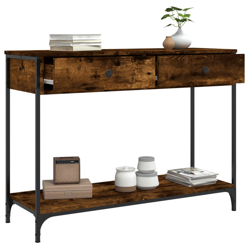 Console Table, 75cm H x 100cm W x 34.5cm D, Smoked Oak