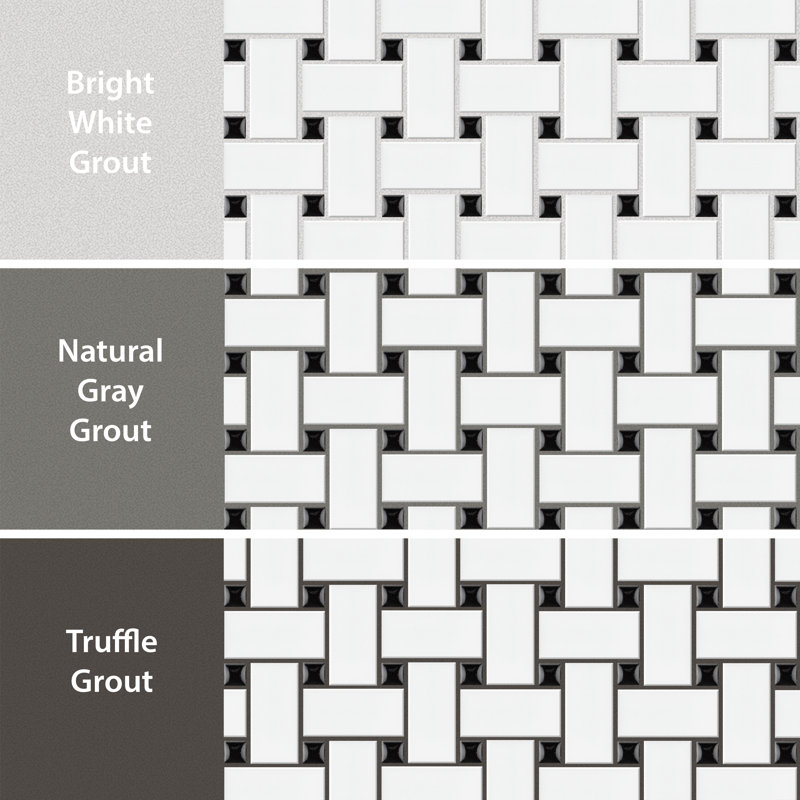Metro 1.32" x 2" Porcelain Basketweave Mosaic Wall & Floor Tile, Gray/Cobalt Blue
