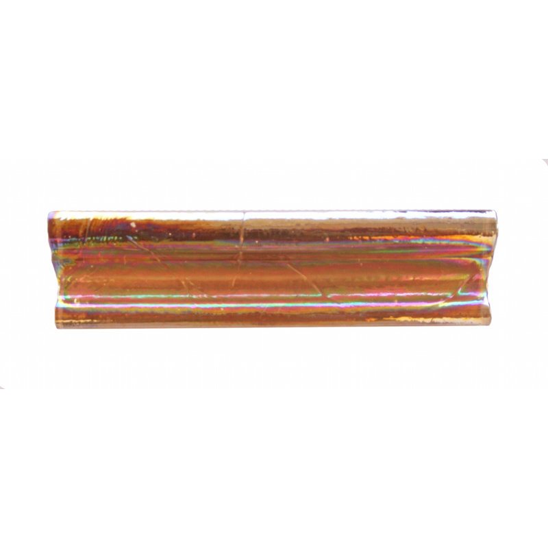 Atmosphere 2 in. x 8 in. Iridescent Recycled Glass Handmade Trim Decorative Wall & Pool Tile, Iridescent Orange