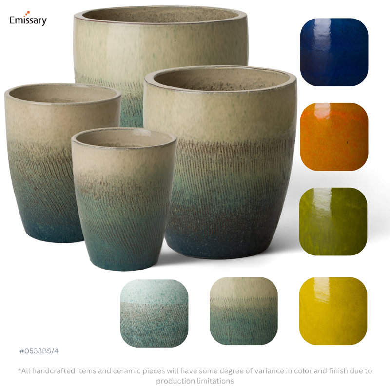 Bullet Ceramic Pot Planter, 15.5" H x 14" W x 14" D