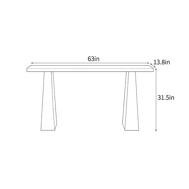 Console simple de style rétro., H 31,5 po x l 63 po x P 13,8 po, Brun