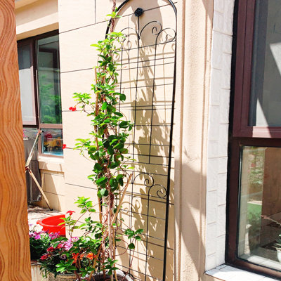 4 86.7''X19.7'' Metal Garden Trellis - Rustproof Black Netting, Easy Setup, Material, Supports Ivy, Rose, Morning Glory, , Vines 86.7'' X 19.7'' 4 Pac