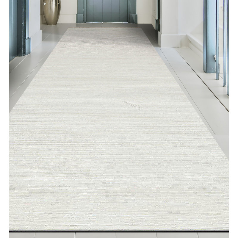 Tapis coureur tissé à la main unique de 2'6" x 7'11" , tapis blanc