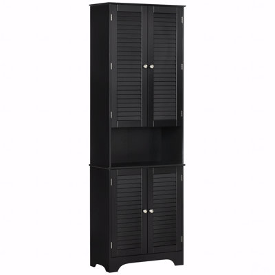 Armoire de rangement, rangement pour salle de bain, grande étagère avec portes et tablette réglable, linge autoportant avec 2 armoires et comptoir, plancher