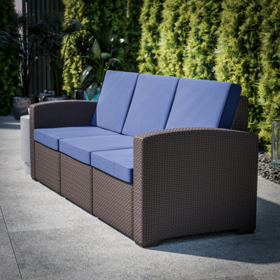 Alderman Faux Rattan Sofa with All-Weather Cushions