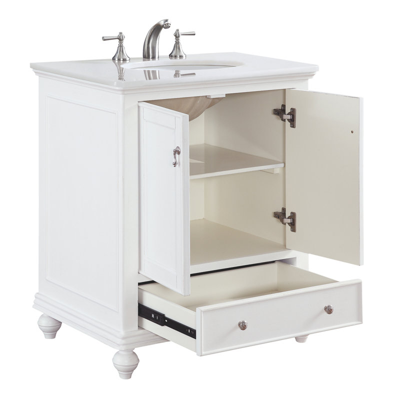 Otto 30'' Single Bathroom Vanity with Top, Antique White, Ivory White
