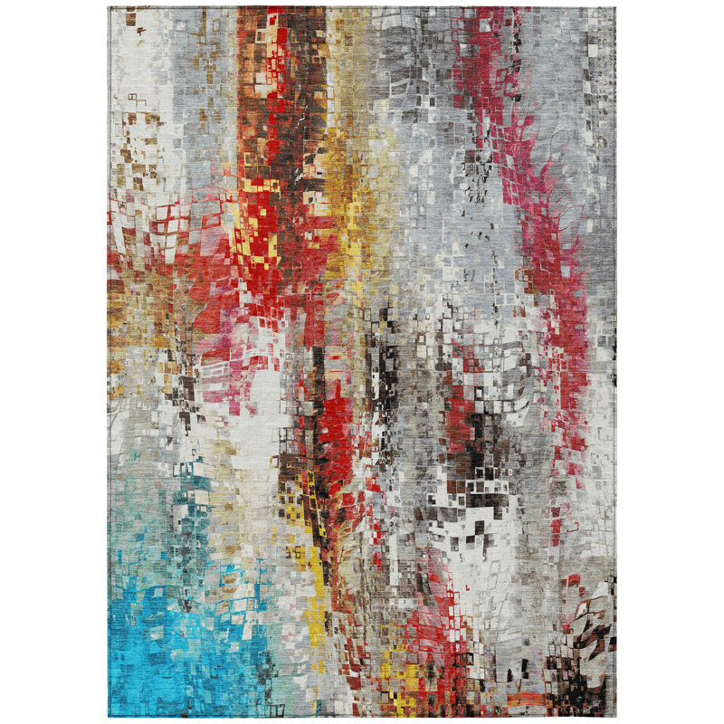 Machine Washable Indoor/Outdoor Millner ACN2254 Abstract Rug, Rectangle 2'6" x 3'10"