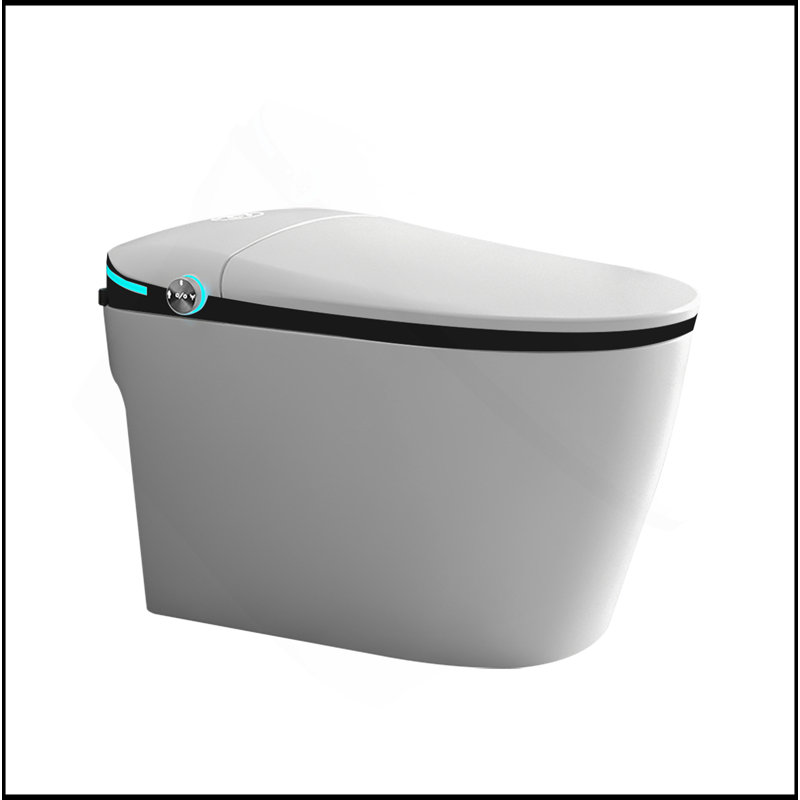 Luxury Smart Toilet With Bidet Seat Built-In, Intelligent Toilet Auto Open/Close Seat, Foot Sensor, LED Display,Night Light, Warm Water & Dryer,White